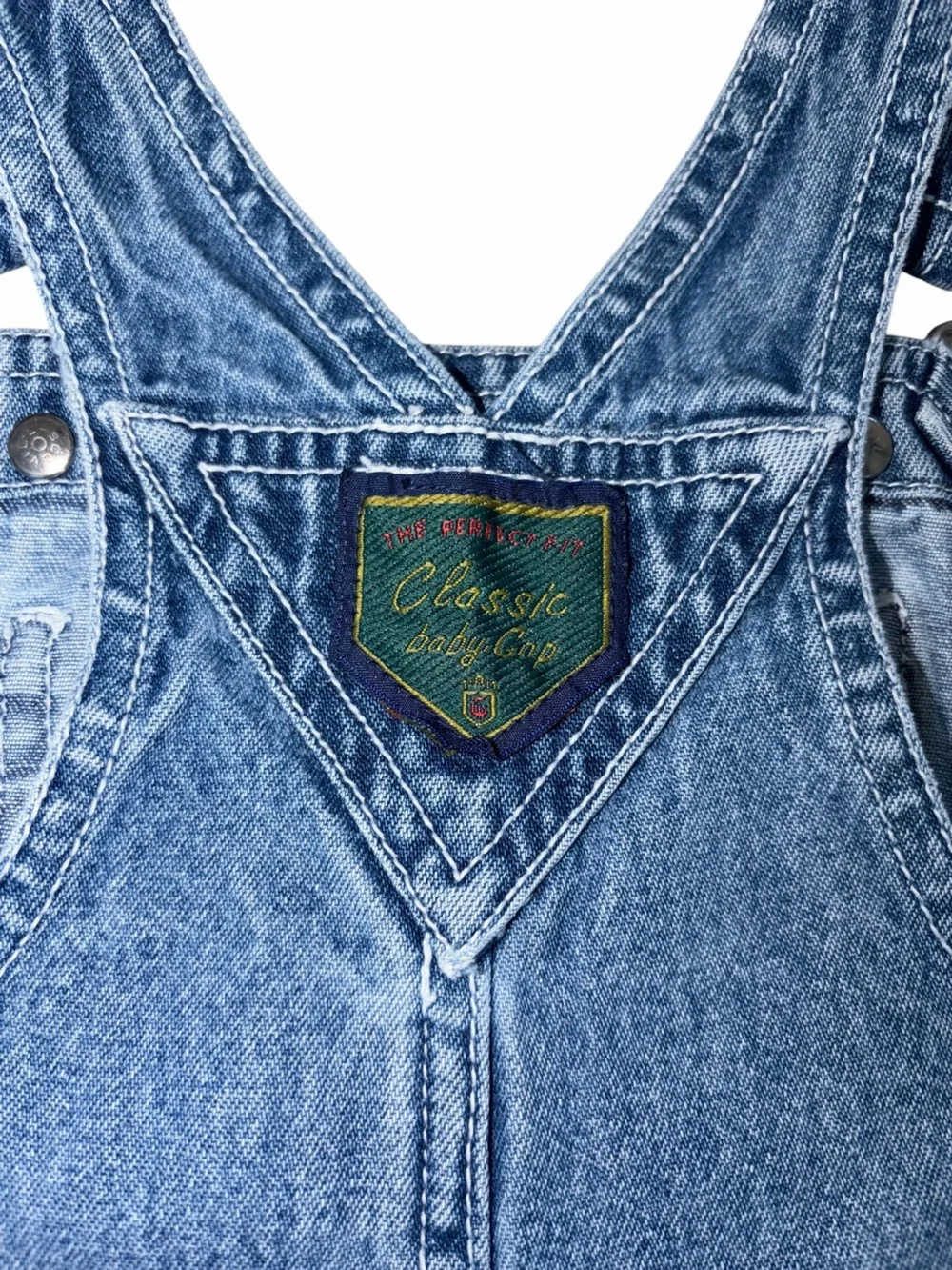 EUC 🔥 Vintage Classic Baby Gap Denim Shortalls 90s 18-24 months Medium Wash